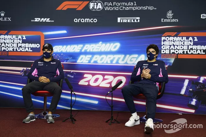 Sergio Pérez, Racing Point, Lance Stroll, Racing Point, en la conferencia de prensa