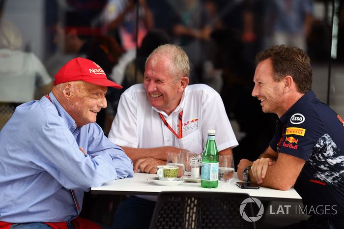 Niki Lauda, Mercedes AMG F1, Dr Helmut Marko, Red Bull Racing Motorsport y Christian Horner, Red Bull Racing Team Principal