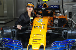 Actress Carina Lau in the McLaren garage