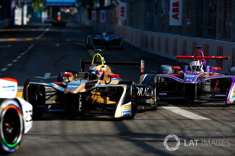 Jean-Eric Vergne, Techeetah, precede Alex Lynn, DS Virgin Racing