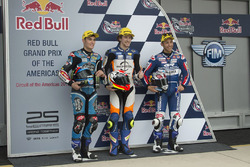 Il poleman Philipp Oettl, Schedl GP Racing, il secondo qualificato Jorge Navarro, Estrella Galicia 0,0 e il terzo qualificato Enea Bastianini, Gresini Racing