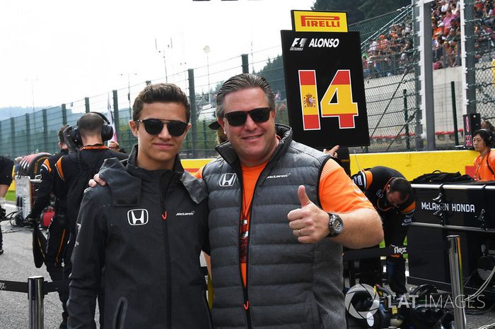 Zak Brown, McLaren Executive Director and Lando Norris, McLaren Young Driver