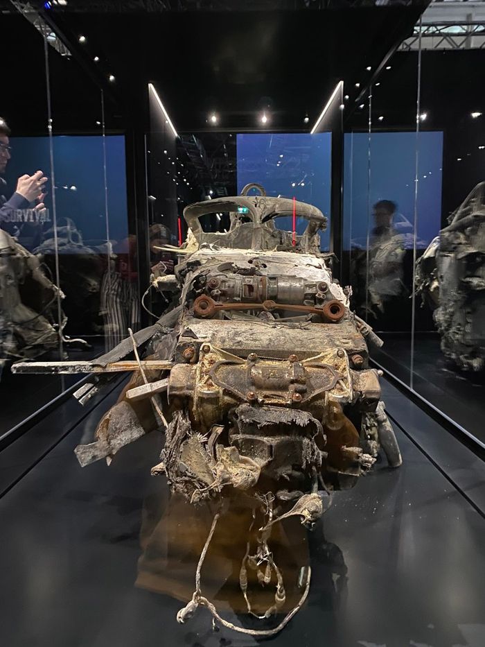 Chasis del accidente de Romain Grosjean, Haas, en Bahrein 2020