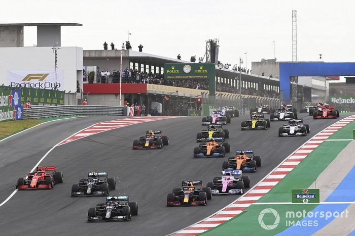 Lewis Hamilton, Mercedes F1 W11, Valtteri Bottas, Mercedes F1 W11, Max Verstappen, Red Bull Racing RB16, Charles Leclerc, Ferrari SF1000, Sergio Pérez, Racing Point RP20
