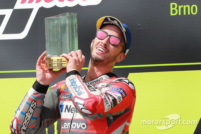 Podio ganador carrera Andrea Dovizioso, Ducati Team