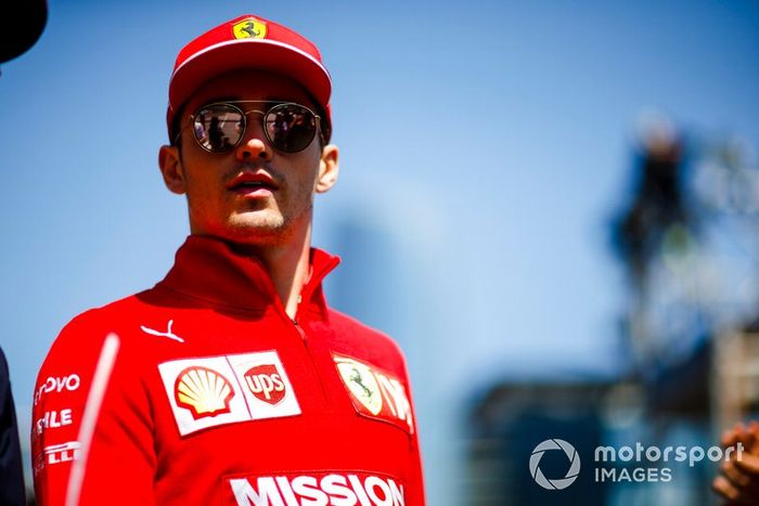 Charles Leclerc, Ferrari en el desfile de pilotos