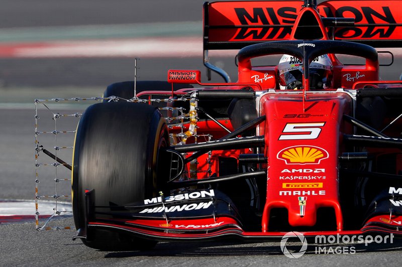 Sebastian Vettel, Ferrari SF90, avec des capteurs aéro