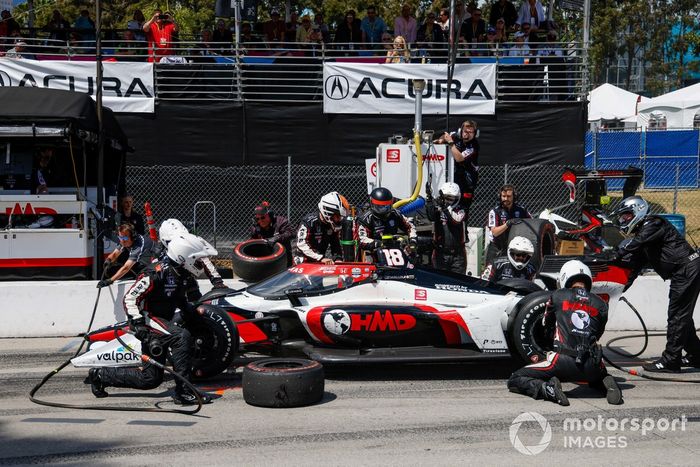 David Malukas, Dale Coyne Racing with Vasser Sullivan Honda, pit stop