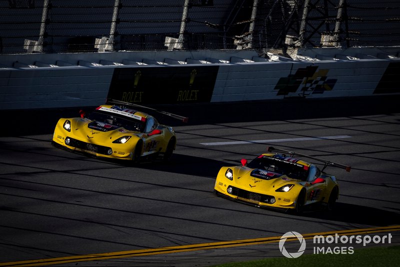 #3 Corvette Racing Corvette C7.R, GTLM: Jan Magnussen, Antonio Garcia, Mike Rockenfeller, #4 Corvette Racing Corvette C7.R, GTLM: Oliver Gavin, Tommy Milner, Marcel Fassler