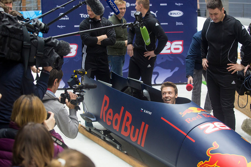 Daniil Kvyat, Red Bull Racing takes part in a bobsled practice session