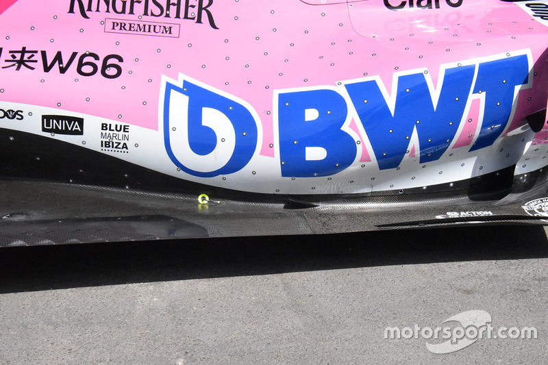 Vue détaillée du fond plat de la Force India VJM11