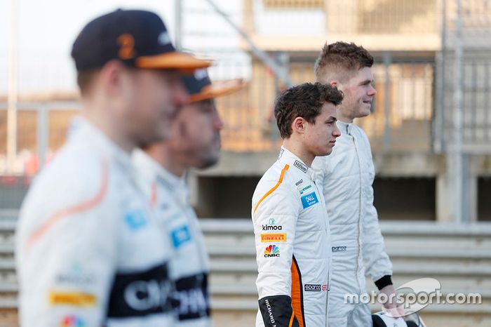 Stoffel Vandoorne, Fernando Alonso, Lando Norris, Rudy van Buren, McLaren