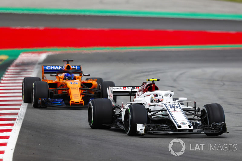 Alonso while battling with Leclerc