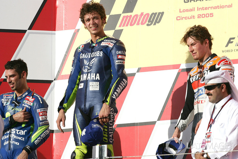 Podio: 1º Valentino Rossi, 2º Marco Melandri, 3º Nicky Hayden