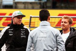 (L to R): Nico Hulkenberg, Sahara Force India F1 with Pascal Wehrlein, Manor Racing and Nico Rosberg