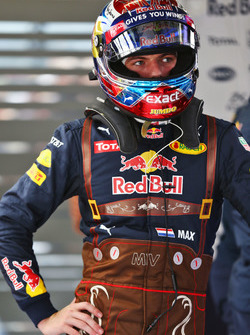 Max Verstappen, Red Bull Racing in Lederhosen race suit
