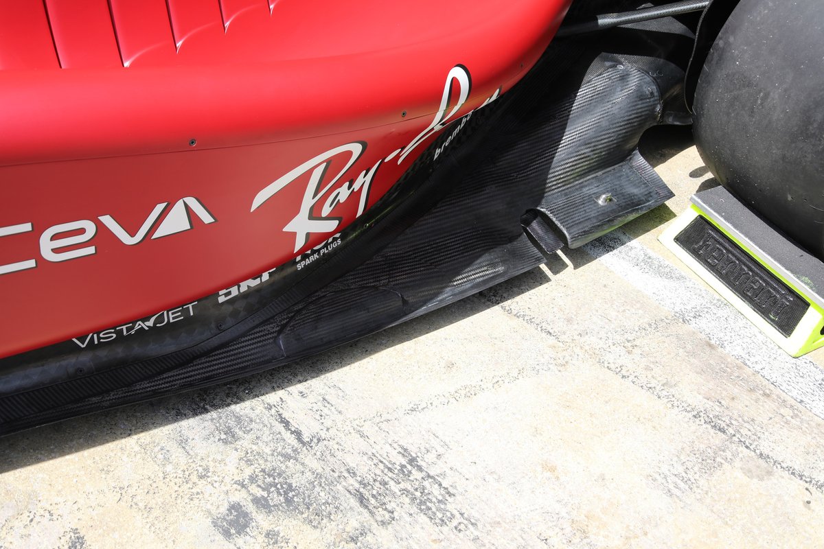 Detalle técnico del fondo rígido del Ferrari F1-75