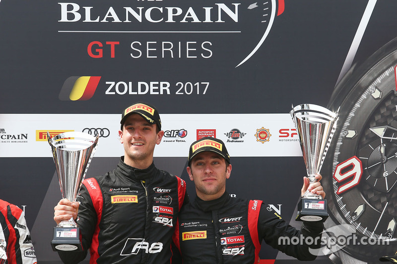 Podium: winners #17 Team WRT Audi R8 LMS: Stuart Leonard, Robin Frijns