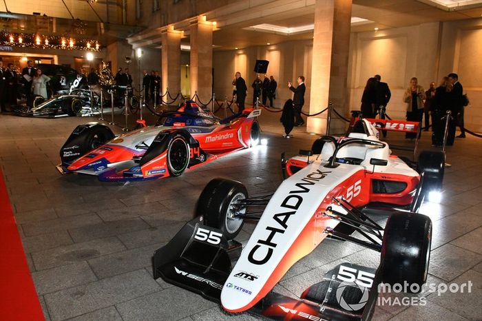 W Series, Formula E and F1 cars on display outside the venue