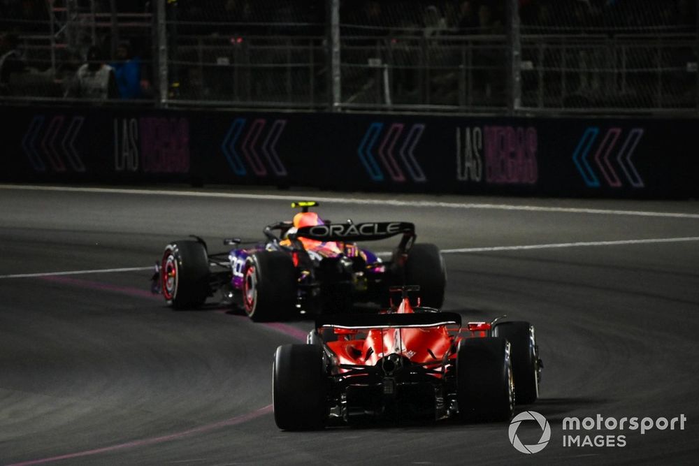 After pitting, Leclerc had Perez ahead of him but had a major fresh tyre advantage