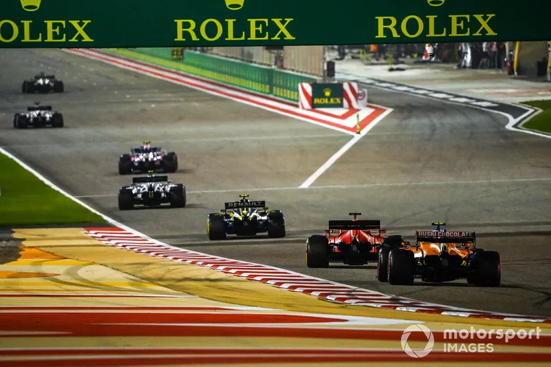 Esteban Ocon, Renault F1 Team R.S.20, Sebastian Vettel, Ferrari SF1000, Lando Norris, McLaren MCL35