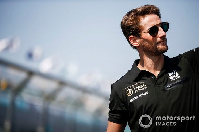 Romain Grosjean, Haas F1, en el desfile de pilotos