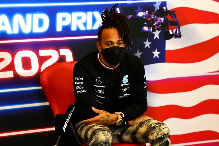 Lewis Hamilton, Mercedes en la rueda de prensa de los pilotos