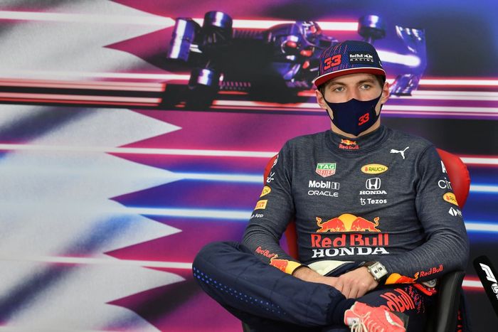 Max Verstappen, Red Bull Racing, segundo clasificado, en rueda de prensa
