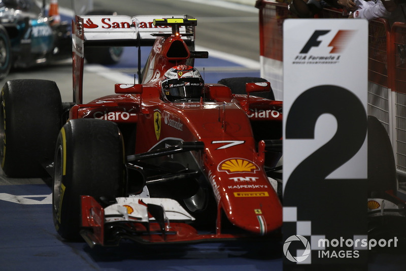 Kimi Raikkonen, Ferrari SF-15T, Parc Ferme