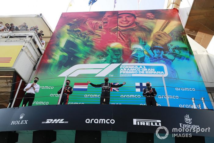 Podio: Lewis Hamilton, Max Verstappen, Valtteri Bottas