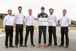 Winner Oliver Askew with judges Scott Goodyear, Spencer Pigot, Jonathan Bomarito, Tristan Nunez