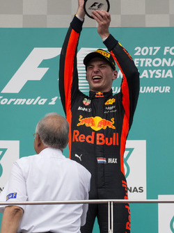 Race winner Max Verstappen, Red Bull Racing celebrates on the podium