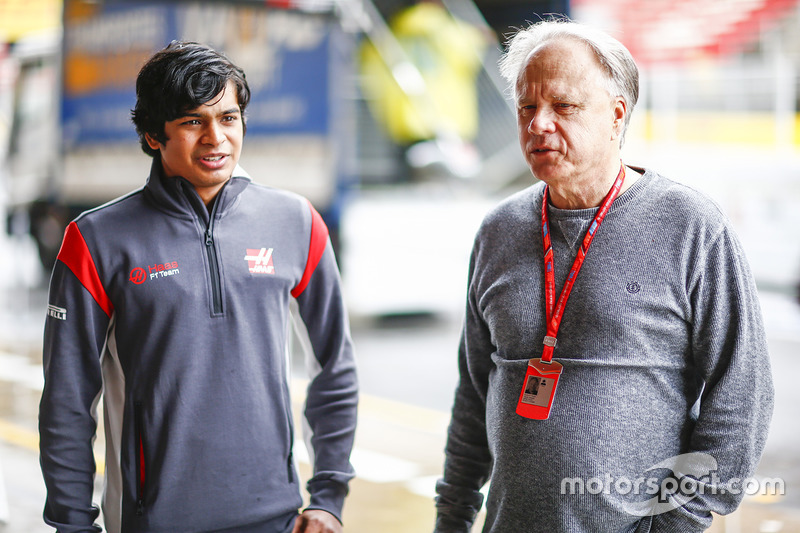 Arjun Maini, Development Driver, Haas F1 Team F1 Team, with Gene Haas F1 Team, Owner and Founder, Haas F1 Team F1