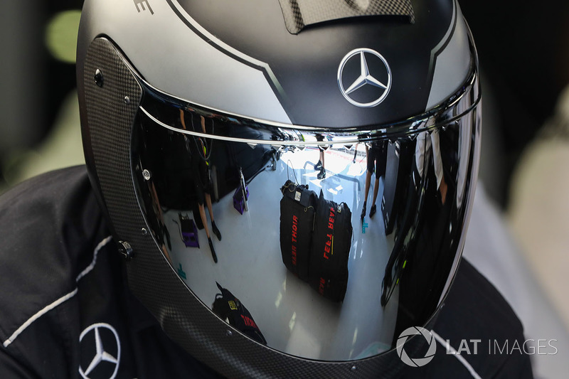 Mercedes AMG F1 and helmet reflection