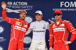 Top-drie: polesitter Valtteri Bottas, Mercedes AMG F1, tweede Sebastian Vettel, Ferrari, derde Kimi