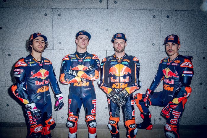 Pedro Acosta, Red Bull KTM Factory Racing, Brad Binder, Red Bull KTM Factory Racing, Enea Bastianini, Red Bull KTM Tech 3, Maverick Viñales, Red Bull KTM Tech 3
