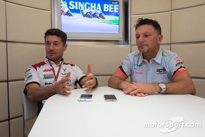 Lucio Cecchinello, Team LCR Honda director del equipo y Fausto Gresini, Aprilia Gresini Racing Team 