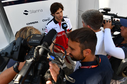 Antonio Giovinazzi, Sauber talks with the media