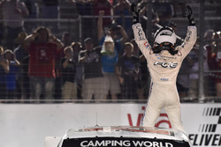 Justin Haley, GMS Racing, Chevrolet Silverado Fraternal Order Of Eagles celebrates his win