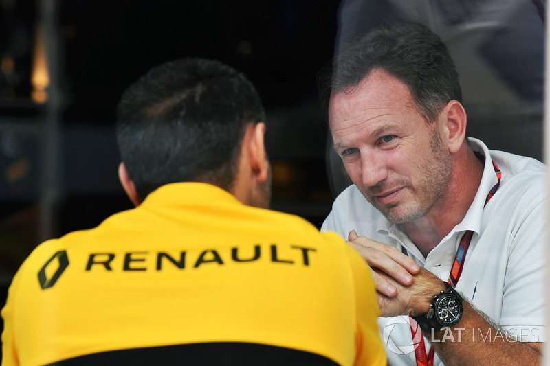 Christian Horner, Team Principal Red Bull Racing e Cyril Abiteboul, Managing Director Renault Sport F1