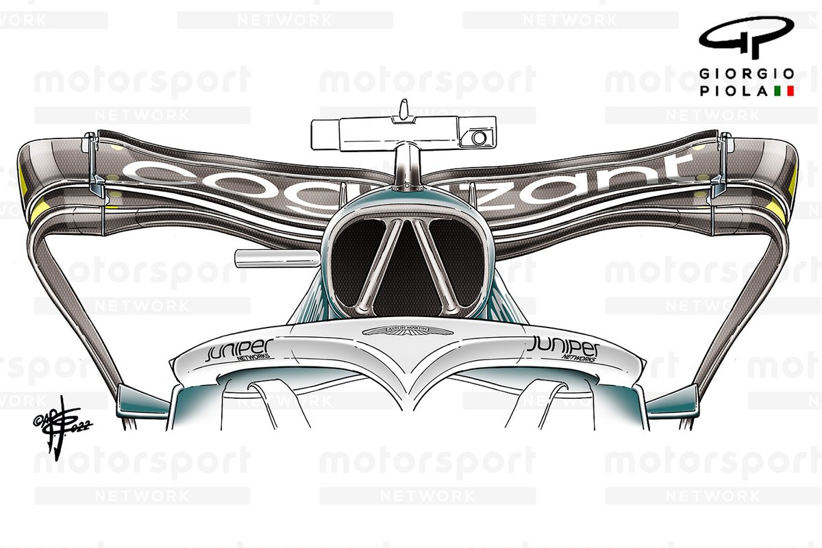 The rear wing of the Aston Martin AMR22