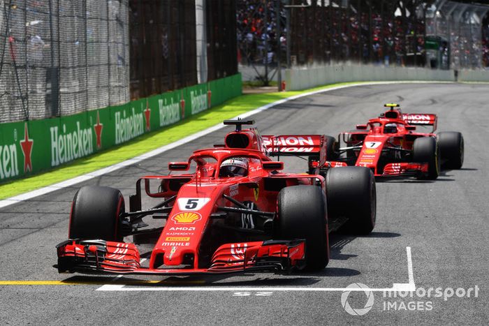Sebastian Vettel, Ferrari SF71H y Kimi Raikkonen, Ferrari SF71H