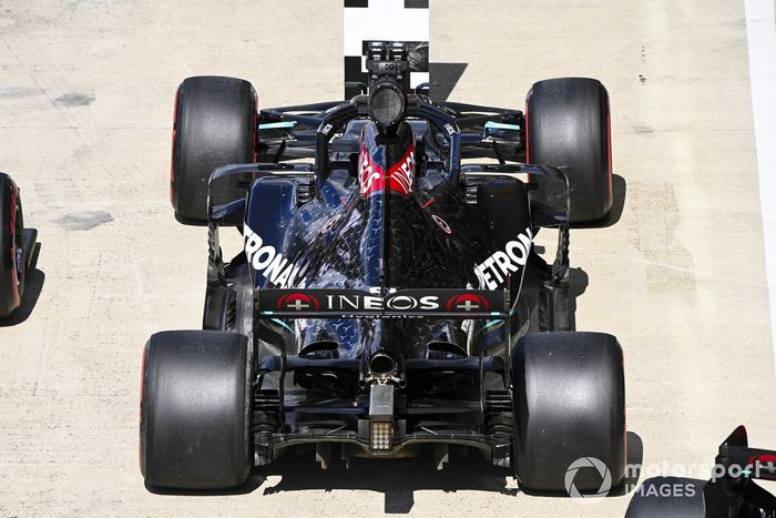 El monoplaza de Lewis Hamilton, Mercedes F1 W11 en Parc Ferme