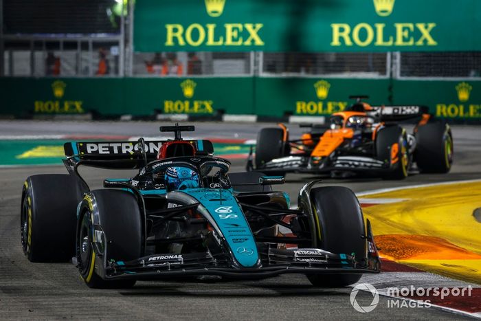 George Russell, Mercedes F1 W15, Oscar Piastri, McLaren MCL38