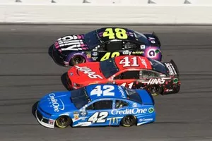 Kyle Larson, Chip Ganassi Racing, Chevrolet Camaro Credit One Bank, Daniel Suarez, Stewart-Haas Racing, Ford Mustang Haas Automation, Jimmie Johnson, Hendrick Motorsports, Chevrolet Camaro Ally