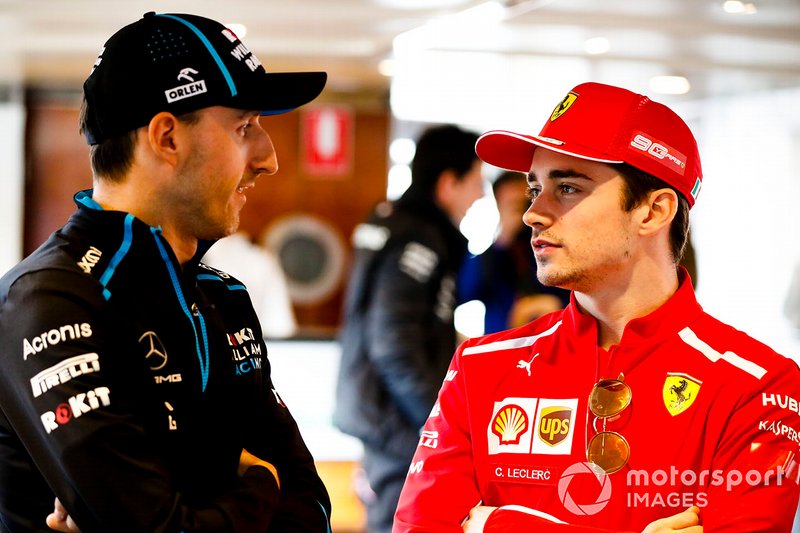 Robert Kubica, Williams Racing and Charles Leclerc, Ferrari on the way to the Federation Square event