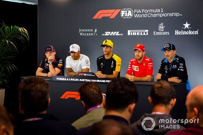 Max Verstappen, Red Bull Racing, Lewis Hamilton, Mercedes AMG F1, Daniel Ricciardo, Renault F1 Team, Sebastian Vettel, Ferrari y Robert Kubica, Williams Racing 