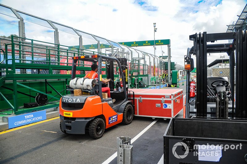 Set up in progress in the pitlane