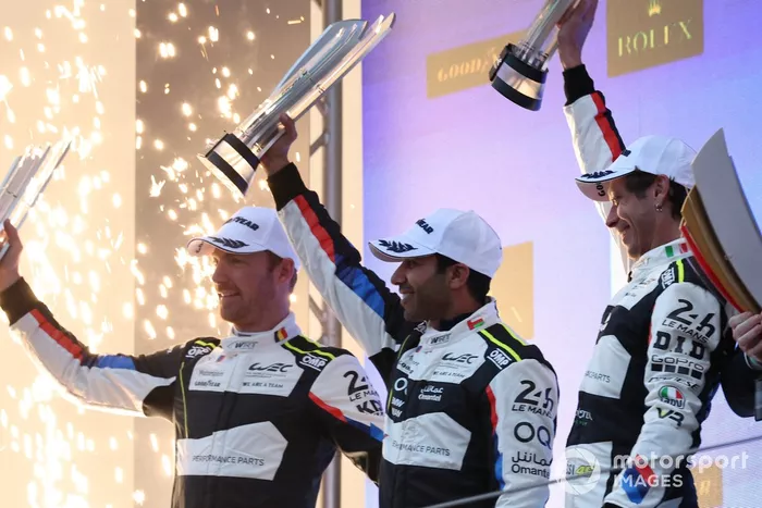 Podium GT : #46 Team WRT BMW M4 LMGT3 : Ahmad Al Harthy, Valentino Rossi, Maxime Martin 