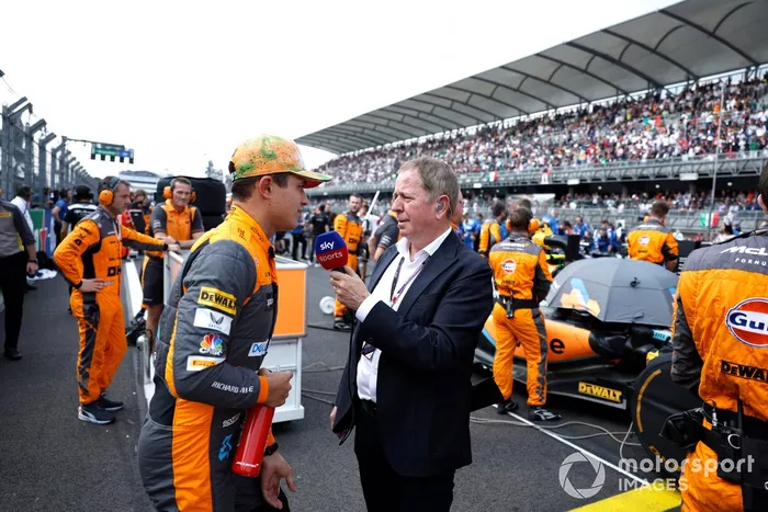 Lando Norris, McLaren, es entrevistado por Martin Brundle, Sky TV